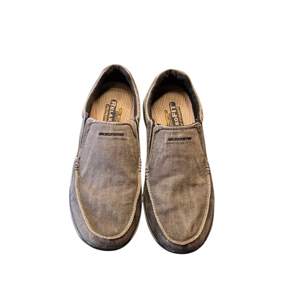 Skechers | Shoes | Skechers Relaxed Fit Mens Gray Slip On Canvas Casual Shoe  Sneaker Size 15 | Poshmark